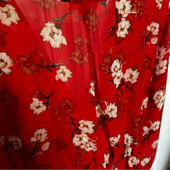 Indigo Rose Flowy Red Wrap Dress - Picture 8 of 9